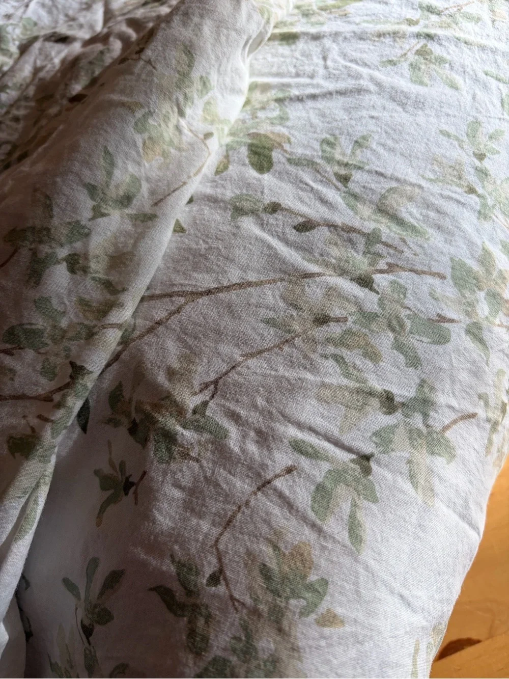 Light Green Floral Cotton  Duvet Cover -